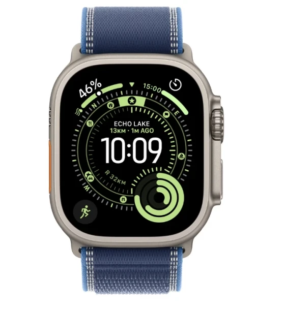 Apple Watch Ultra 3 GPS + Cellular 49mm Natural Titanium Case with Blue/Bright Blue Trail Loop - M/L