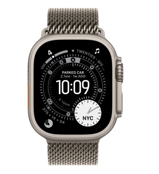 Apple Watch Ultra 3 GPS + Cellular 49mm Natural Titanium Case with Natural Titanium Milanese Loop - Small