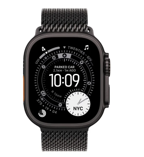 Apple Watch Ultra 3 GPS + Cellular 49mm Black Titanium Case with Black Titanium Milanese Loop - Small