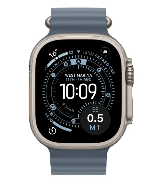 Smartwatch Apple Watch Ultra 3 GPS + Cellular 49mm Natural Titanium Case with Anchor Blue Ocean Band