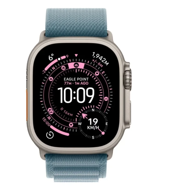 Smartwatch Apple Watch Ultra 3 GPS + Cellular 49mm Natural Titanium Case with Light Blue Alpine Loop - Large