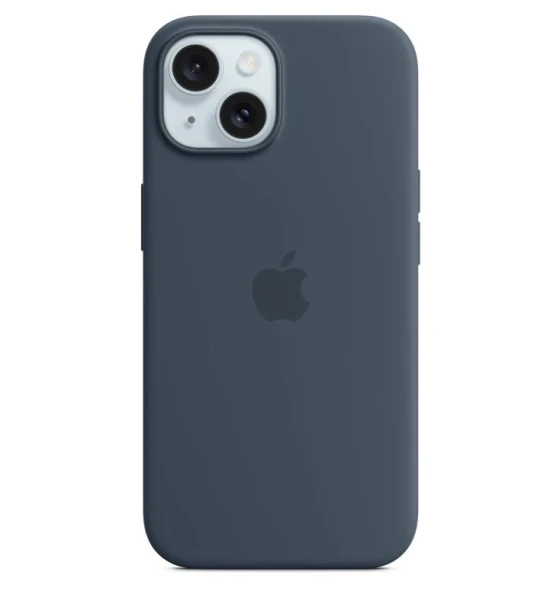 Accesoriu telefon iPhone 15 Silicone Case with MagSafe - Storm Blue