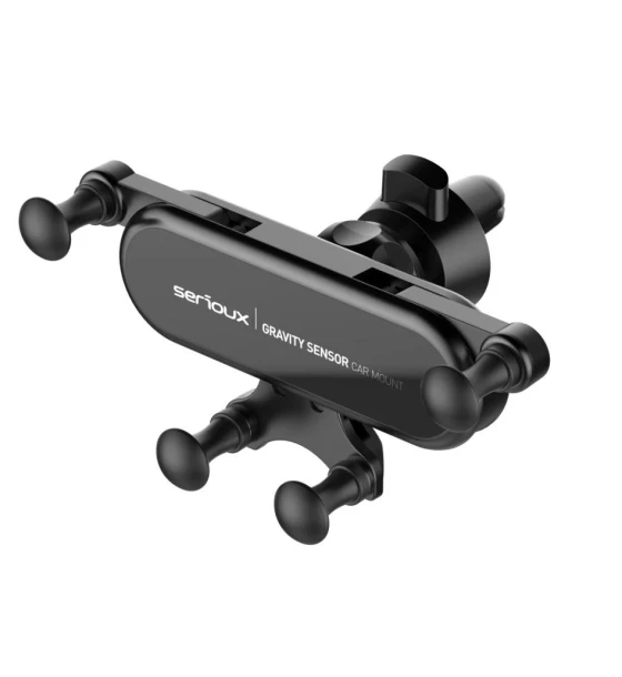 Accesoriu telefon Suport auto telefon Gravity Serioux CH04, Material ABS, Mod de instalare tip catarama, pozitie fixa aerisire, culoare negru, potrivit pentru telefon mobil