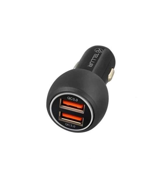 Incarcator auto Tellur FCC8, 6A, 36W QC 3.0 + QC 3.0, negru