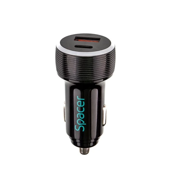 Incarcator telefon Alim. auto Spacer USB-A C 17W negru