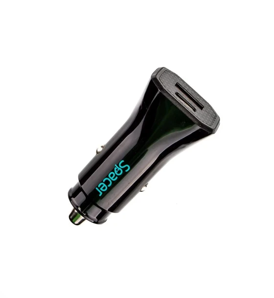 Incarcator auto Spacer Fast Charge 12W, 5V/2.4A max, putere 12W, 1 x USB + 1 x USB Type-C, pt. bricheta auto, negru