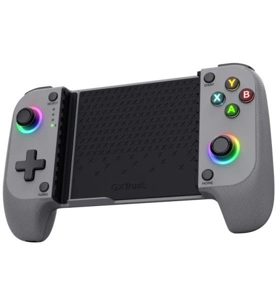Accesoriu gaming Controller mobil wireless Trust GXT 735G Mylox, conector USB-C, lungime cablu 100cm, capacitate baterie 600 mAh, baterie tip AAA litium ion- cell, gri