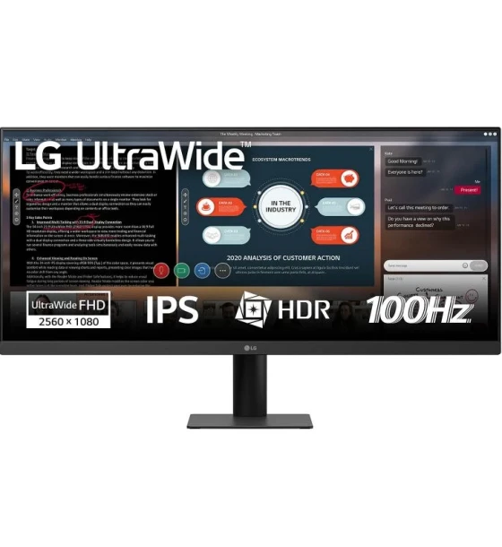 Monitor LG 29 inch 29U511A-B.AEU, 21:9, IPS, 2560x1080, 100Hz, GtG 5ms, Luminozitate max 250 cdmp, Contrast static 1000:1