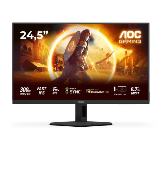 Monitor AOC 24.5 inch 25G4SRE, 16:9, Fast IPS, 1920x1080, 300Hz, GtG 1ms, MPRT 0.3ms, Luminozitate max 400 cdmp, Contrast static 1000:1, Contrast dynamic 80M 1, Viewing angle