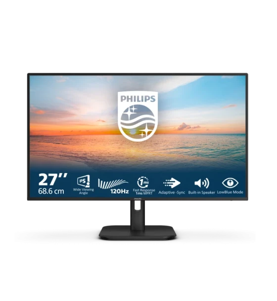 Monitor Philips 27 inch 27E1N1200A, 16:9, IPS, 1920x1080, 120Hz, GtG 4ms, MPRT 1ms, Luminozitate max 300 cdmp, Contrast static 1500:1, Contrast dynamic Mega Infinity DCR