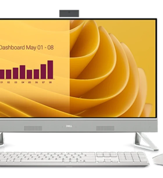 DELL All-In-One EC27250, 27-inch FHD 1920 x 1080 Narrow Border Infinity Touch Display with Wide Viewing Angle, 90 Watt AC Adapter, 5MP IR Tilt Camera White