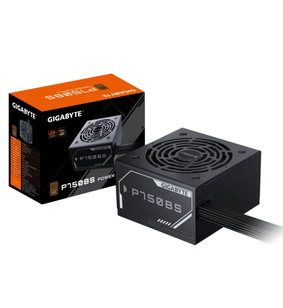 Sursa PC GIGABYTE P750BS. Total power 750 W, AC input voltage 200 - 240 V, AC input frequency 50 Hz. Motherboard power connector 20+4 pin ATX, Motherboard power cable length 60 cm