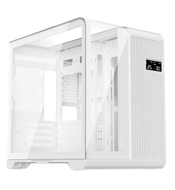 Carcasa 1stPLAYER Gaming RT5-wh, afisaj digital, 3 ventilatoare aRGB infinity efect, telecomanda, Micro-ATX, alb