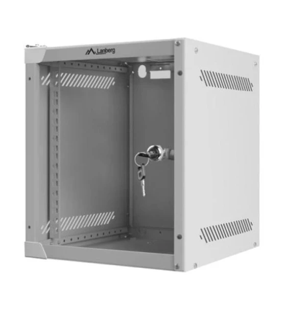 Dulap rack 10 inch perete 6U / 280x310 flat pack cu usa din sticla, gri