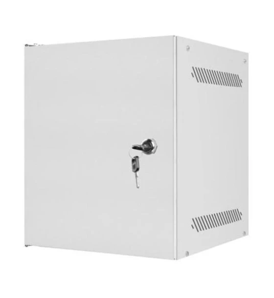 Dulap rack 10 inch perete 6U / 280x310 pentru auto-asamblare, cu usa metalica, gri flat pack