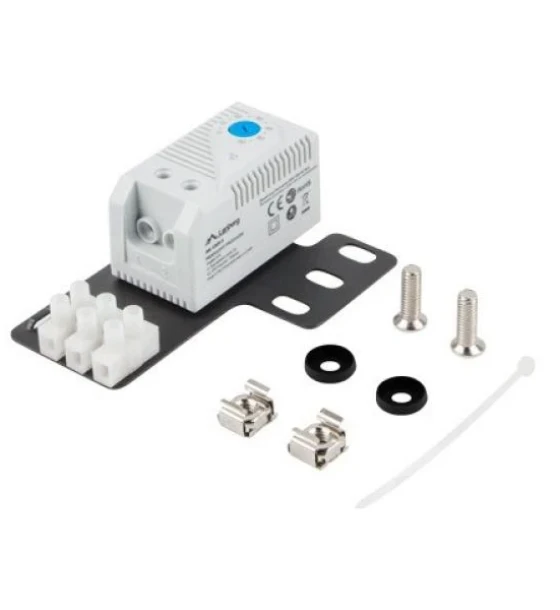 Cabinet metalic Termostat bucla inchisa 10A pentru dulapuri rack, cu ureche 19 inch si bornier, gri