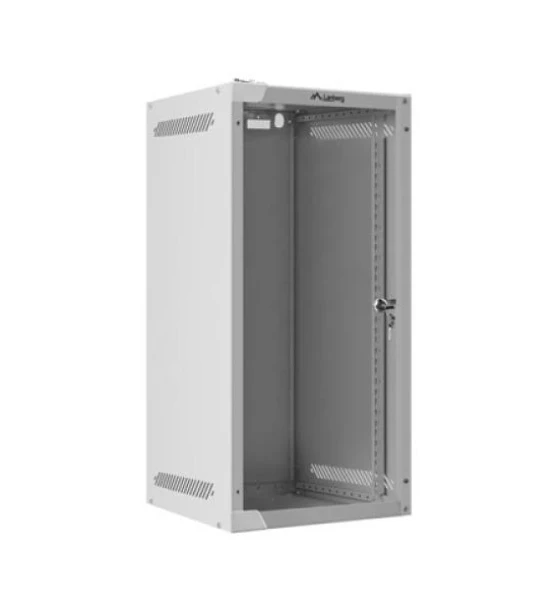 Dulap rack 10 inch perete 12U / 280x310 pentru auto-asamblare, cu usa din sticla, gri flat pack