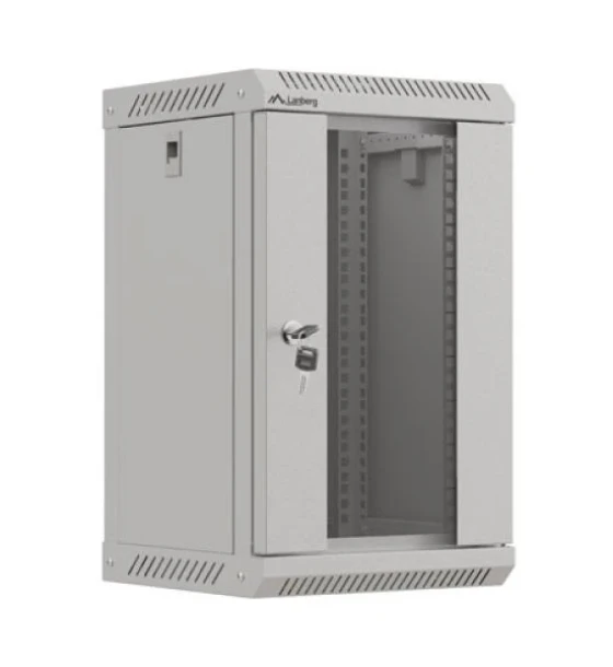 Dulap rack 10 inch perete 9U / 300x300 flat pack cu usa din sticla, gri