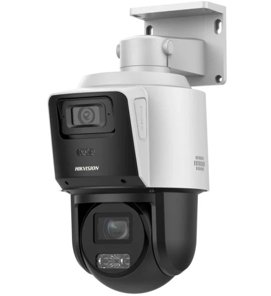 Camera de supraveghere IP TandemVu 4MP+4MP 4X POE PTZ Hikvision DS-2SE3C404MWG-E, lentila bullet fixa 2.8mm lentila PTZ varifocala 2.8-12mm, iluminare min bullet Color 0.01 Lux F1.6