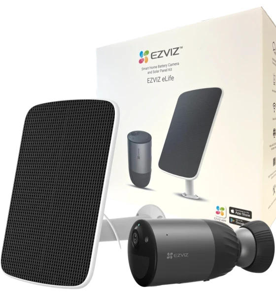 Kit Camera supraveghere video WIFI cu baterie Ezviz CS-BC1C-A0-2C4WPBDL cu panou solar PANEL-D Full HD 4MP 25 FPS distanta IR 10 metri comunicare audio bidirectionala 3D DNR, DWDR