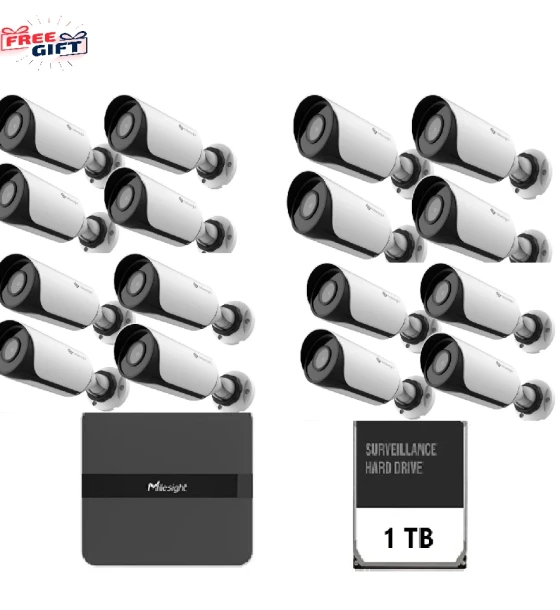 Camera supraveghere IP Kit supraveghere video Milesight 16 buc camera Bullet MS-C2964-UPD + 1buc NVR MS-N5016-PE
