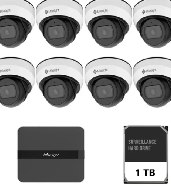 Camera supraveghere IP Kit supraveghere video Milesight 8 buc camere DOME MS-C2973-PD + 1 NVR MS-N1008-UPC