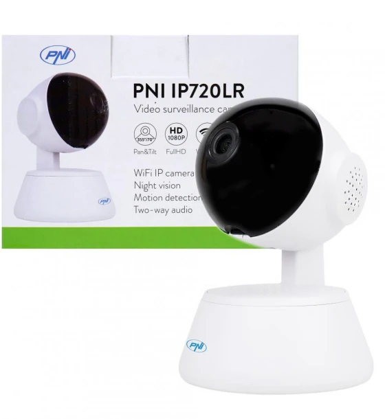 Camera supraveghere IP Camera supraveghere video PNI IP720LR 1080P 2 MP cu IP P2P PTZ wireless, slot card microSD, lentila 3.6mm, Compresie imagine H.264, Microfon integrat, Difuzor integrat