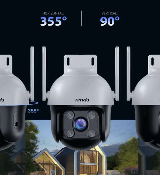 Camera supraveghere IP Tenda CH3-WCA 1080P Outdoor Wi-Fi Pan/Tilt Camera, Pan/Tilt Orizontal 360, Vertical 90, Slot microSD max256Gb, Obiectiv 4mm F1.6, 2 x antene externe, Dimensiuni 138mm 120mm 187mm