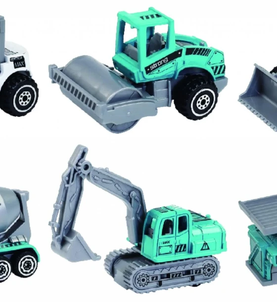 Masinuta jucarie Macheta die cast, utilaj, scara 1, 7.5CM, diverse modele- albastru si galben