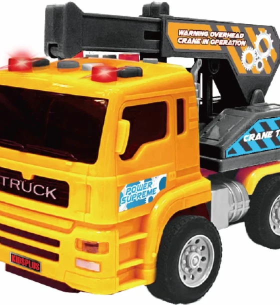 Masinuta jucarie Vehicule cu lumini, sunete si frictiune, scara 1, 14CM, macara