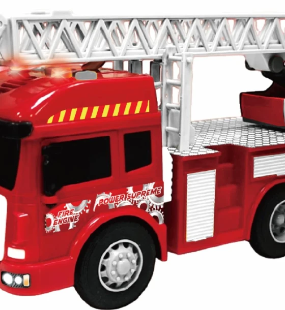 Masinuta jucarie Vehicule cu lumini, sunete si frictiune, scara 1, 28.5CM, autospeciala rosie