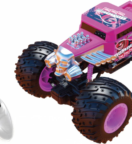 Masinuta cu telecomanda tip camion beast runners, scara 1, 21CM, roz