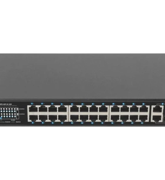 Switch retea Switch 24x 100 Mb PoE+ 2x combo, rack 19 inch, Gigabit Ethernet, 250W