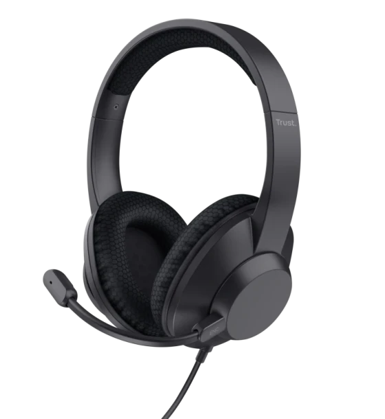 Casti cu fir Trust Ayda Max, interfata USB-C, USB-A, frecventa raspuns 20 Hz, 20.000 Hz, sunet stereo, negru