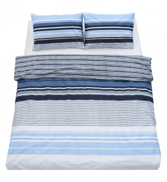Lenjerie dubla, 100% bumbac, 4 piese, Azul