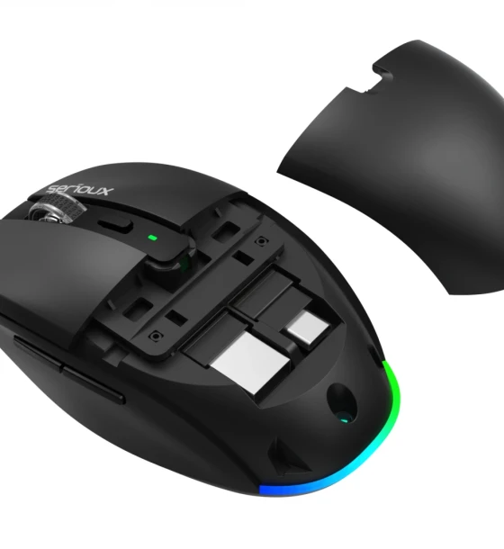 Mouse wireless AirFlow 2.4G+BT cu mod dual, cu receptor dual USB-A +USB-C LED frontal Mod 2.4G + Bluetooth Numar cheie 6 Material ABS Culoare Negru complet DPI 800-1200-1600 Comutator Clic
