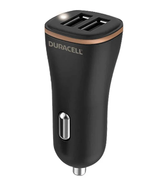 Incarcator auto, Duracell, 2xUSB, 27W, Negru