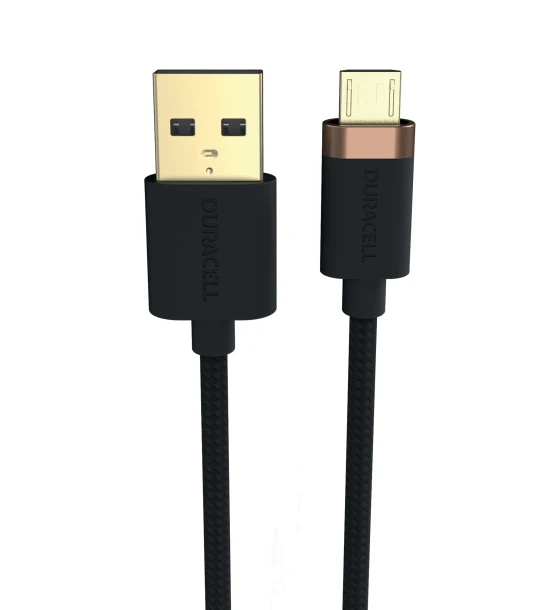 Cablu Duracell, USB-A to Micro USB, 1m, transfer date 480Mbps, fibra Dupon Kevlar, miez de cupru, Negru