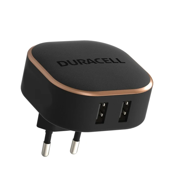 Incarcator Duracell, 17W, 2 x USB-A, 5V @ 1A, 5V @ 2.4A, Negru