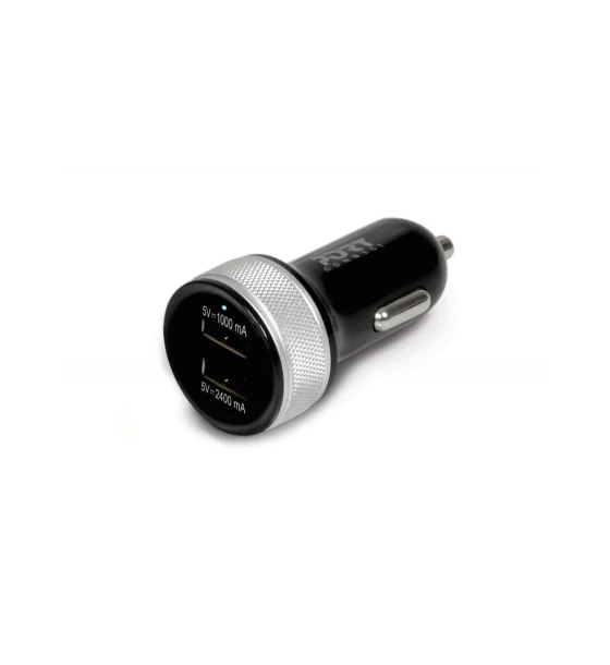 Incarcator auto rapid Port Designs, 12/24V, 2 x USB, include cablu Micro-USB 1.2m, Negru