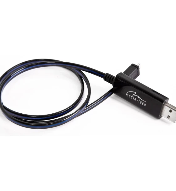 Cablu LED Nylon microUSB Media-Tech MT5102B Albastru (rezistent la indoituri, 80cm)