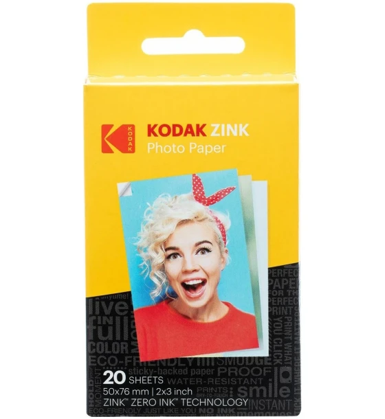 Hartie Foto Kodak ZINK 2x3 inch, Pachet 20 buc, pentru Kodak Printomatic