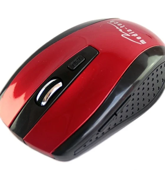 Mouse optic, Media-Tech, Wireless, 2.4 GHz, Rezolutie 1200 CPI, 5 butoane, Rosu/Negru
