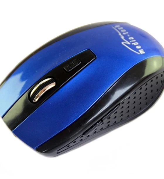 Mouse optic, Media-Tech, Wireless, 2.4 GHz, Rezolutie 1200 CPI, 5 butoane, Albastru/Negru