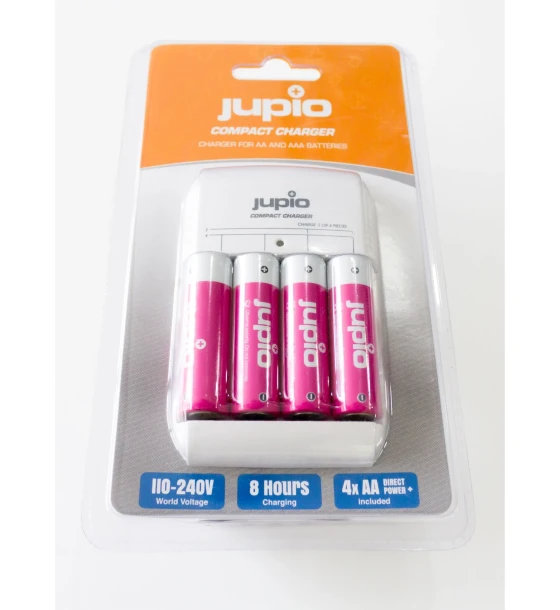 Incarcator Jupio Compact 8 ore cu 4 Acumulatori 2500 mAh cu descarcare lenta Direct Power, 2 canale