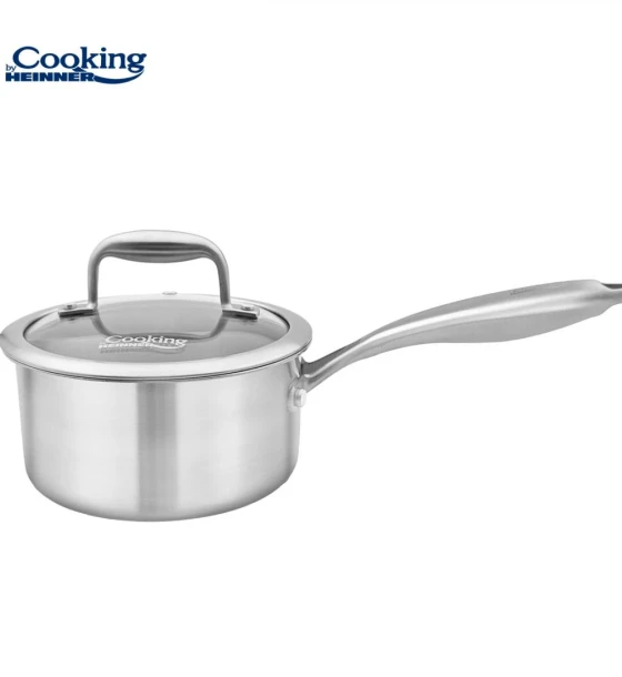 Oala Caserola inox+capac sticla 16x8.5CM, 1.6L, ATOMIC3, cooking by heinner