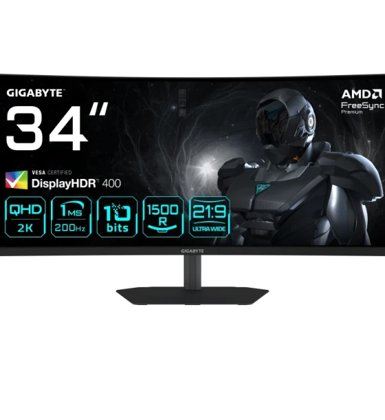 Monitor GIGABYTE G34WQC2 34 inch WQHD Curved Gaming Monitor - 3440 x 1440, 1500R, 200Hz, 1ms, 450 cdmp, AMD FreeSync Premium, DisplayHDR 400, HDMI 2.0