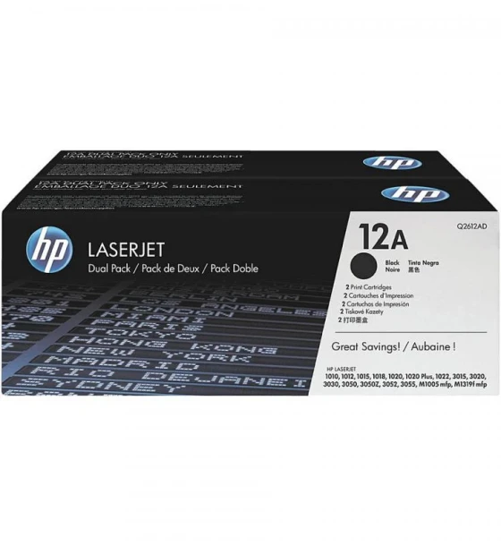 Toner HP Q2612AD, black, pachet dublu Q2612A, LaserJet 1010, LaserJet 1012, LaserJet 1015, LaserJet 1018, LaserJet 1020, LaserJet1022, LaserJet 1022N, LaserJet 1022NW, LaserJet 3015