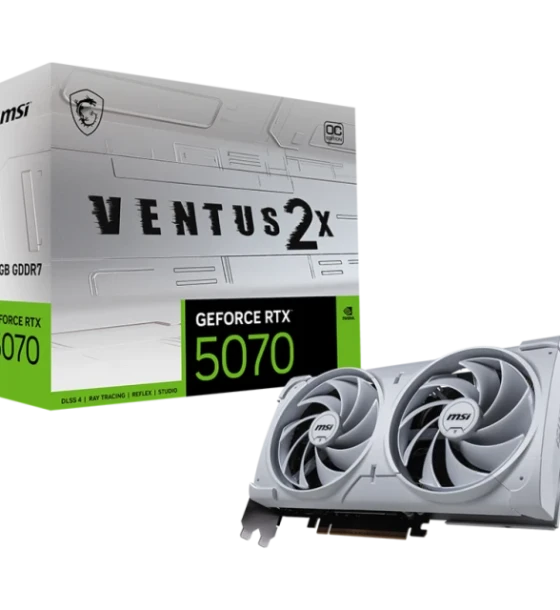 Placa video MSI GeForce RTX5070 VENTUS 2X OC White. processor family NVIDIA, processor GeForce RTX 5070. Discrete card memory 12 GB, card memory type GDDR7