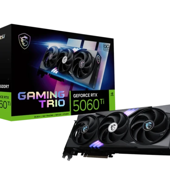 Placa video MSI GAMING GeForce RTX 5060 TI 16G TRIO OC. processor family NVIDIA, processor GeForce RTX 5060 Ti. Discrete card memory 16 GB, card memory type GDDR7